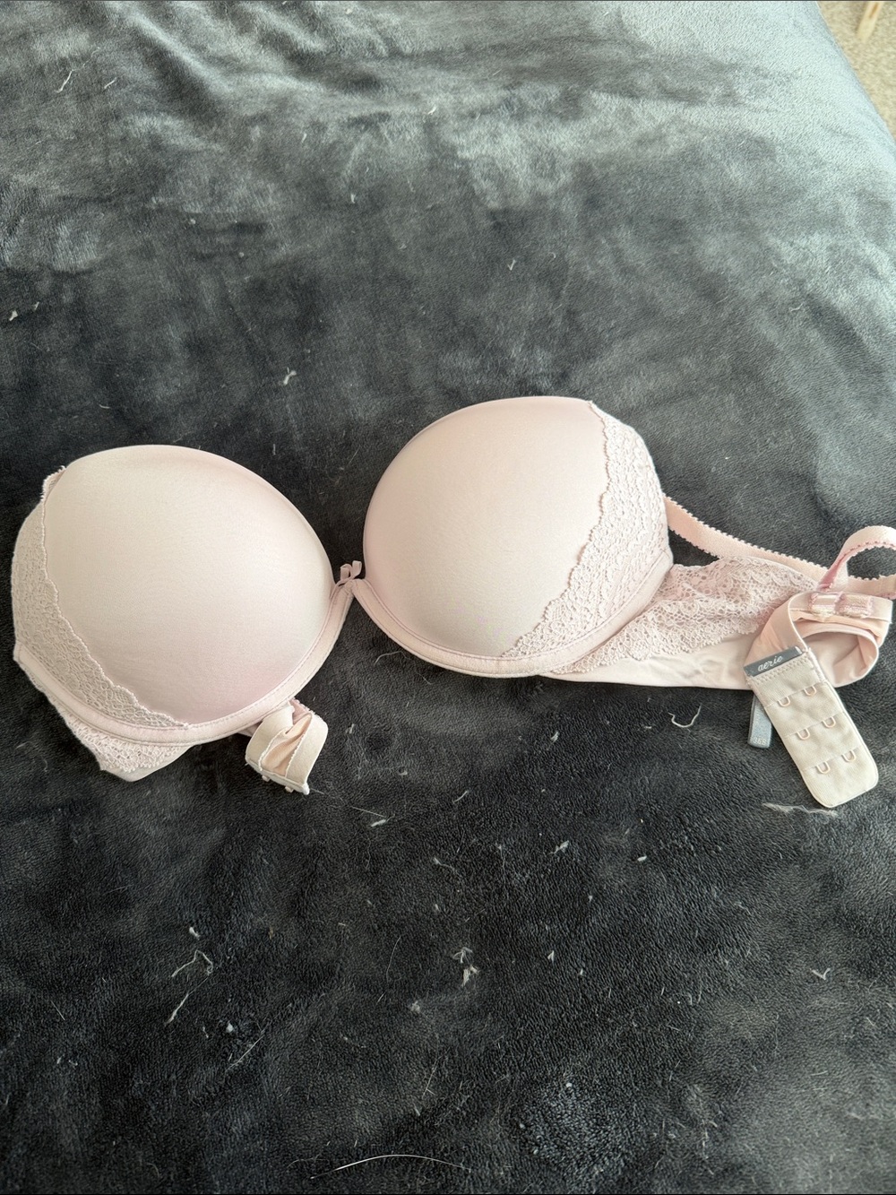 Aerie Light Pink Lace-Trim Push-Up Bra - Women Intimates